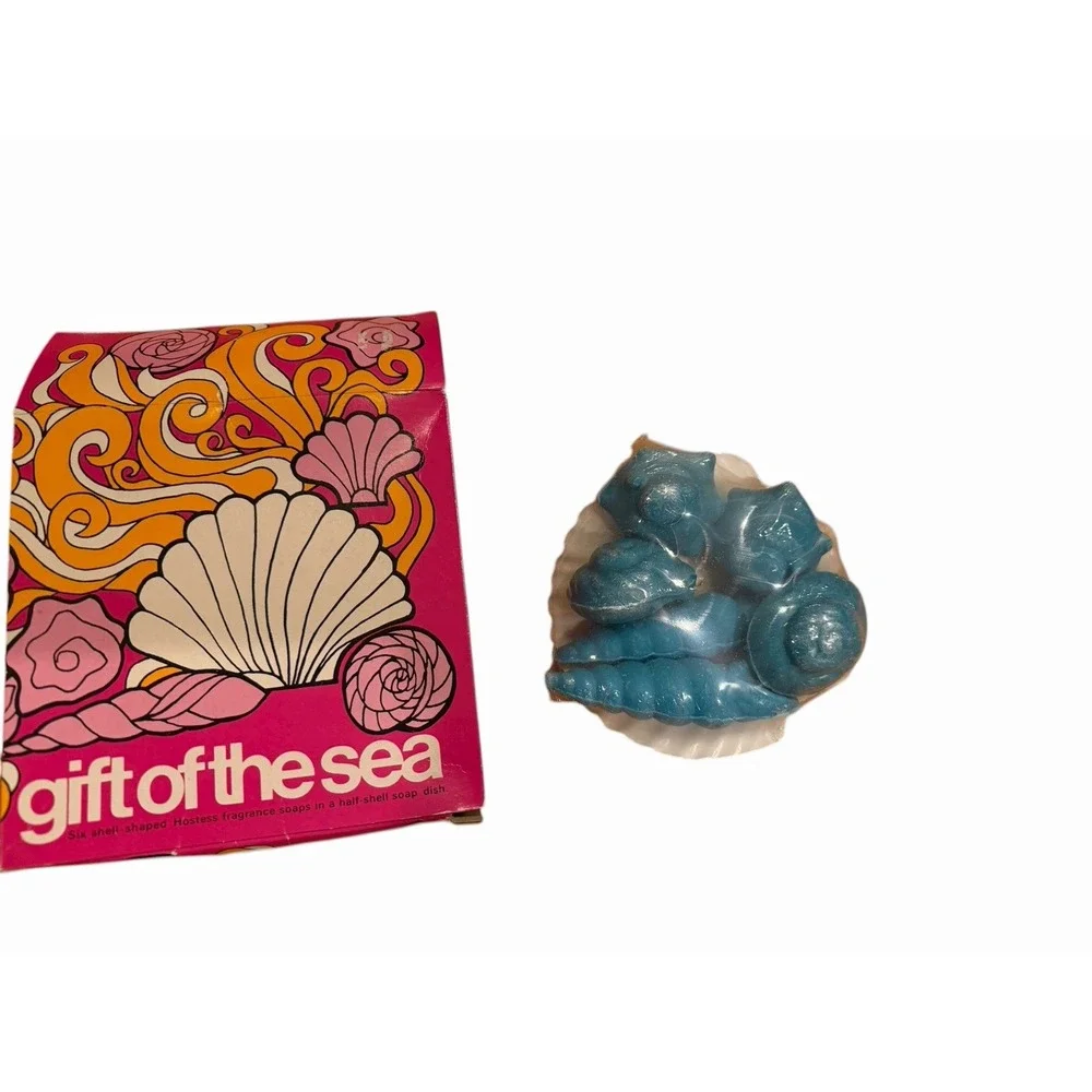 🧼 Vtg Enesco‎ Gift Of The Sea Soap Dish & 6 Soaps,  NIB, Beach, Coastal, Shell